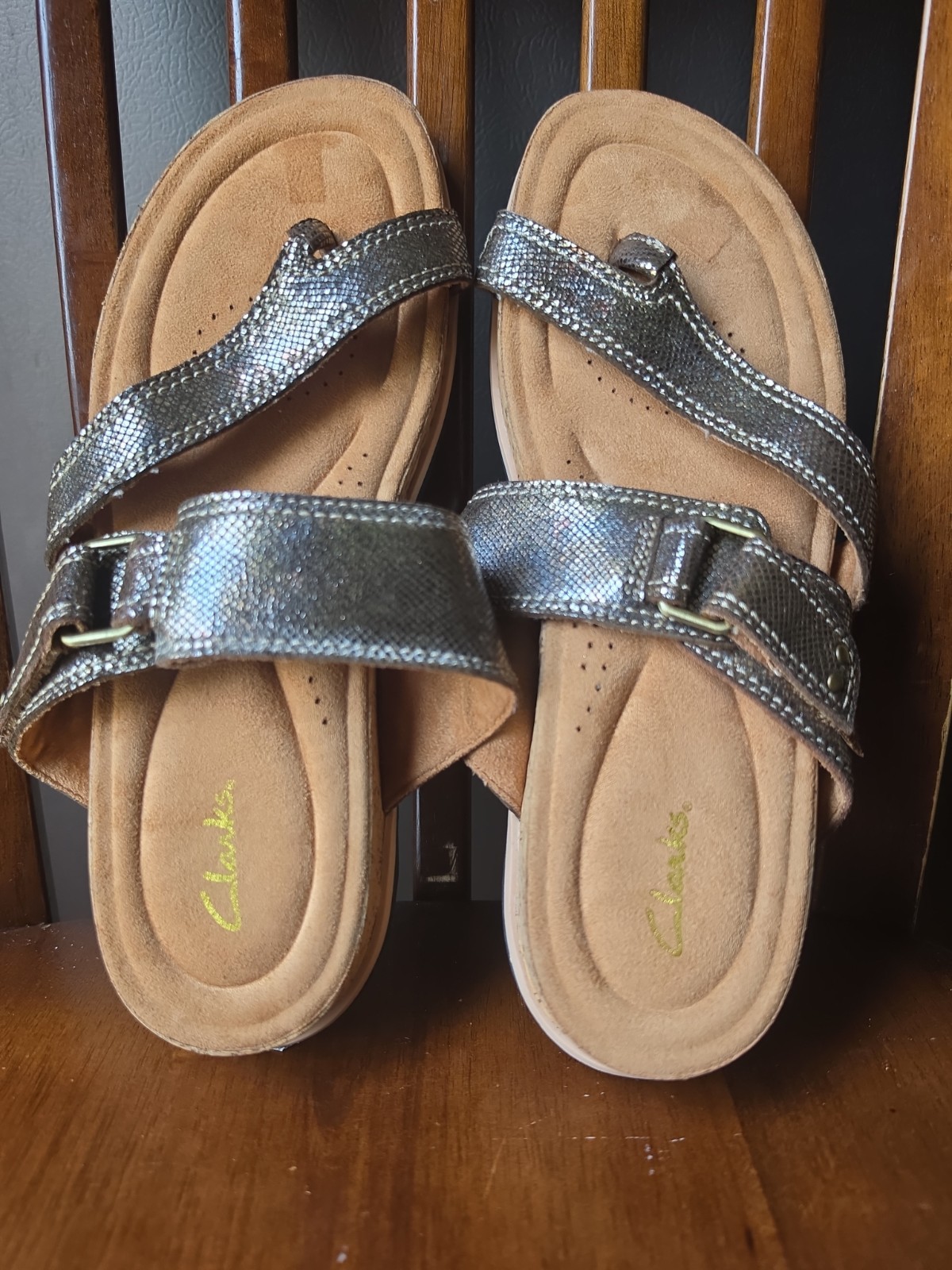 Clarks Womens Yatch Comfort Sandal Gold/Bronze Slip Size Us 8.5