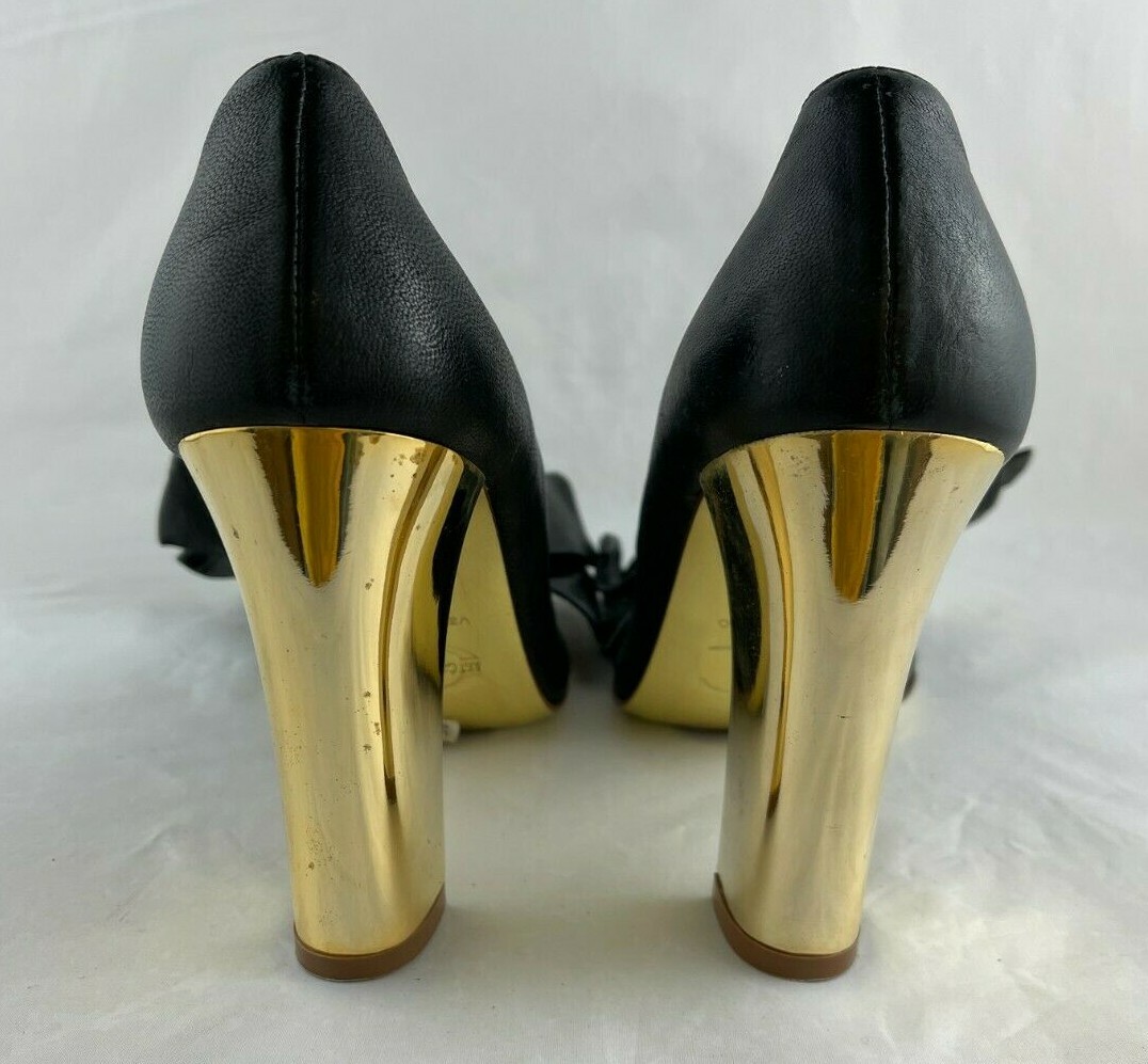 Just Cavalli women black leather hill with bowshoes Size 39 NWD