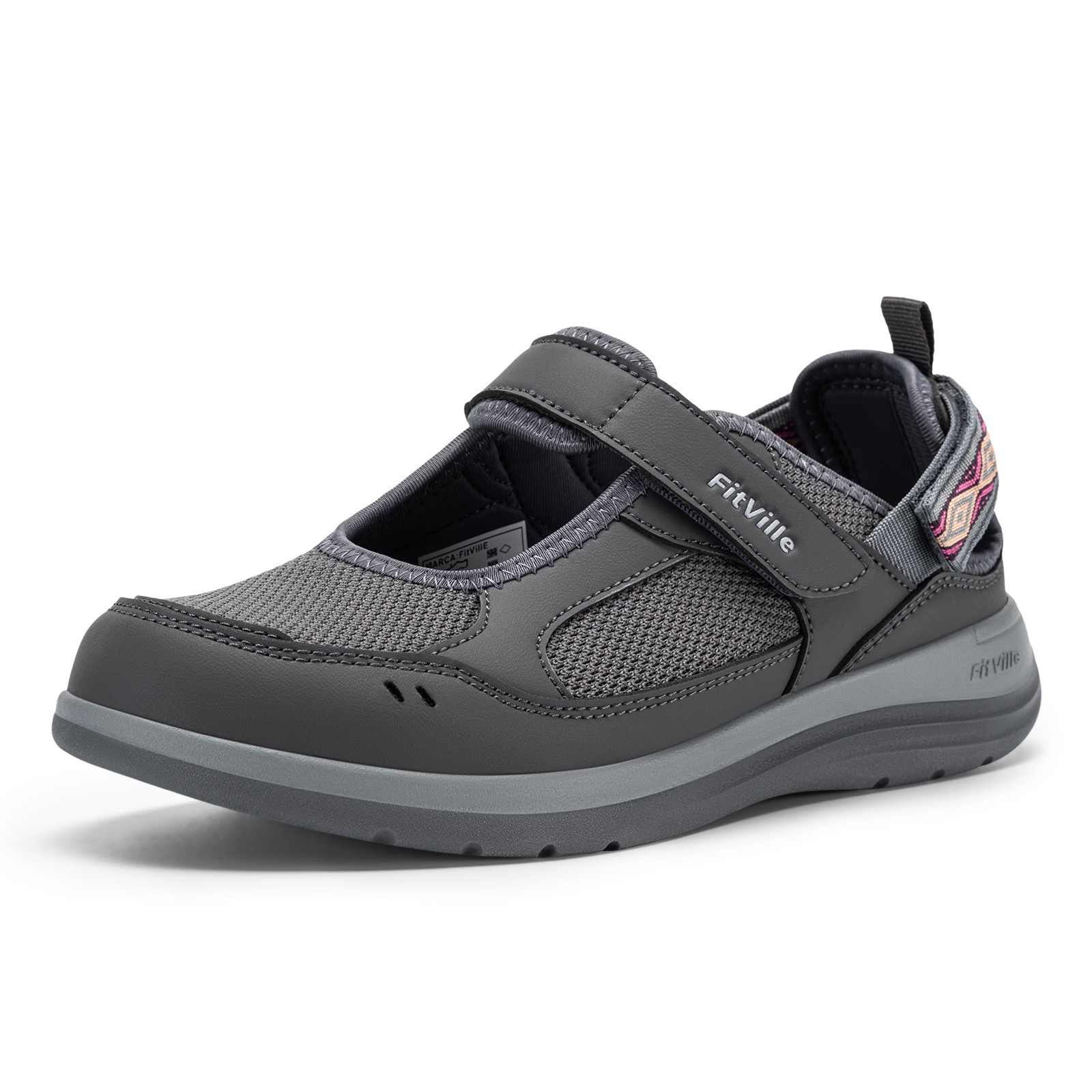 FitVille Extra Wide Diabetic Shoes for Women Sandals Adjustable Closures Slip on