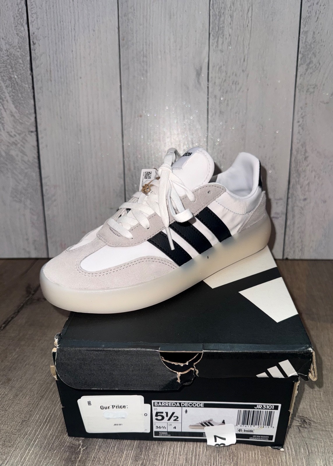 Size 5.5-Adidas Barreda Decode White Black Grey W