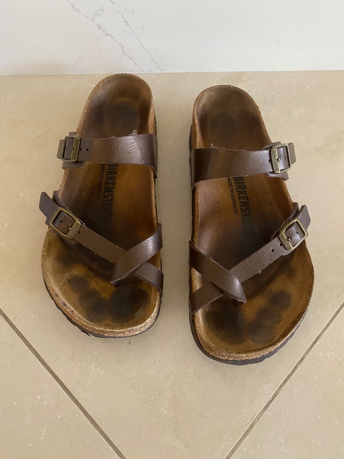 Birkenstock Germany Mayari Copper Slip On Sandals Size 38 Regular/ Wide