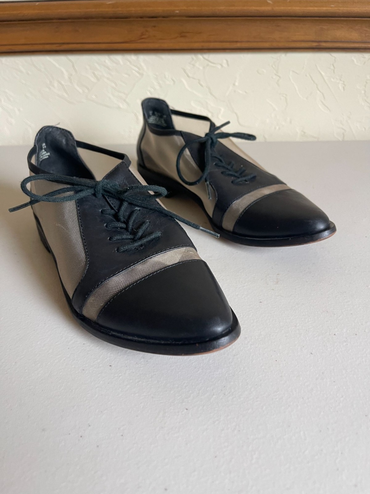 Kelsi Dagger Brooklyn Astoria Mesh Oxfords Black Leather Size 6 Lace Up