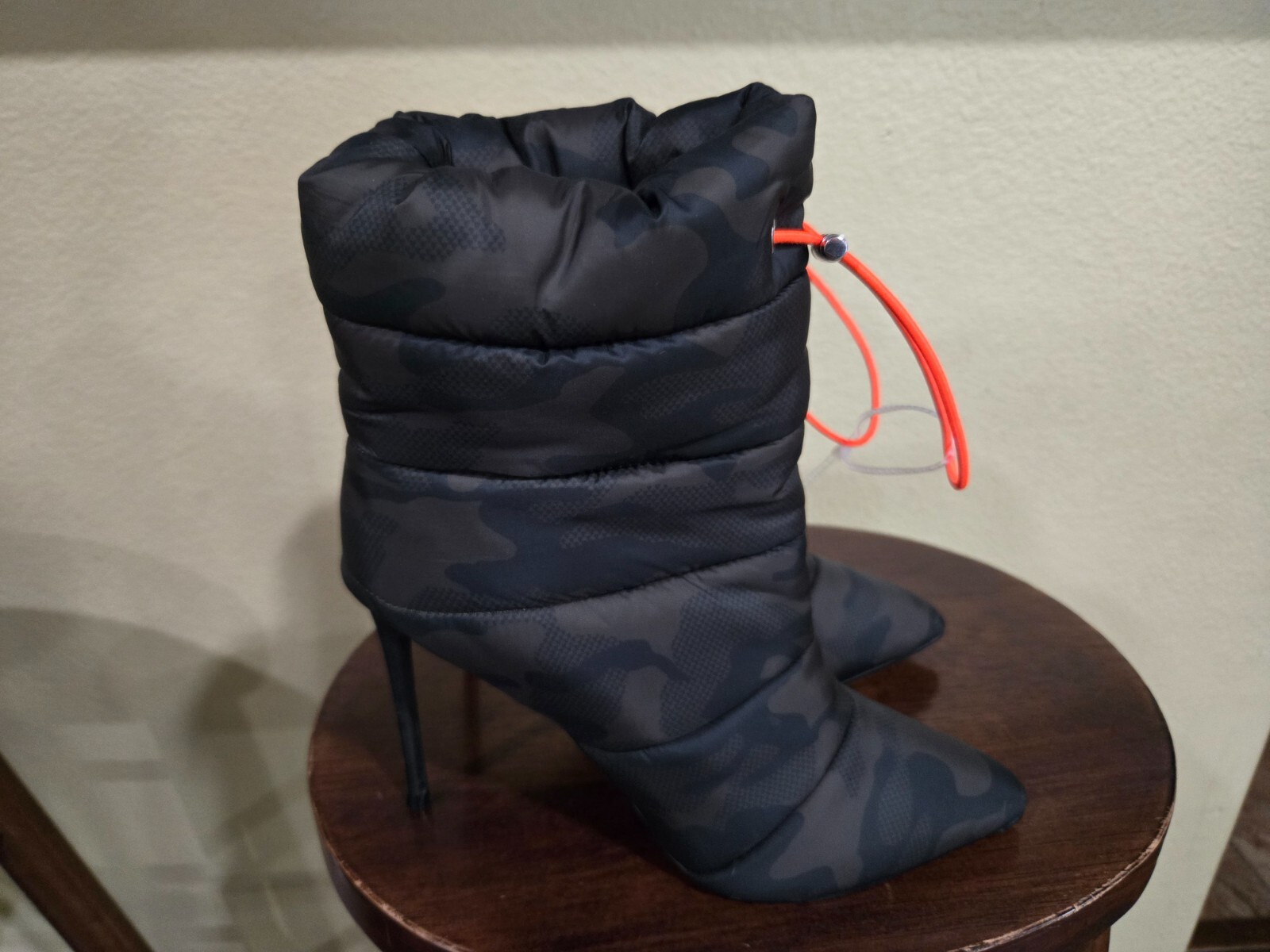 Steve Madden Women’s Camaflouge Stiletto Ankle Boots, Black/Green/Brown,Size 8.5