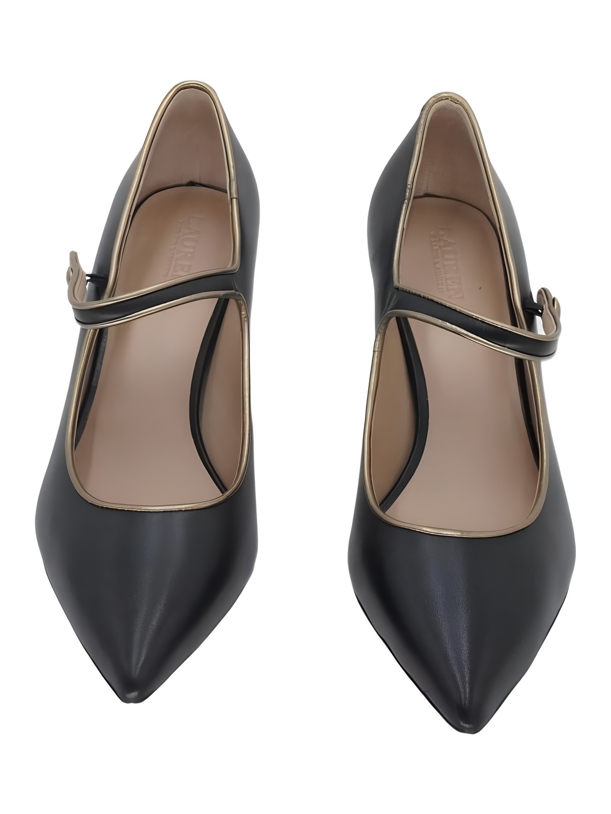 Lauren Ralph Lauren Lanette Mary Jane Pump 2.75in Black/Gold US 7.5 EU 37.5