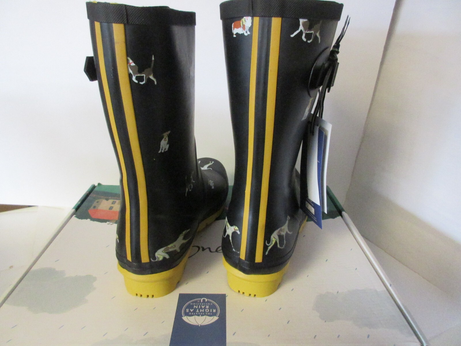 Joules Womens waterproof rain boots 214785 Molly Welly Black Dog