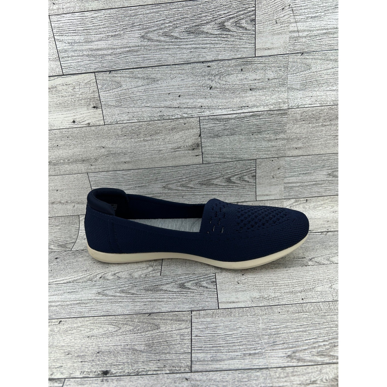Clarks Cloudsteppers Carly Star Navy Blue Knit Slip On Loafer Flats Women US 6