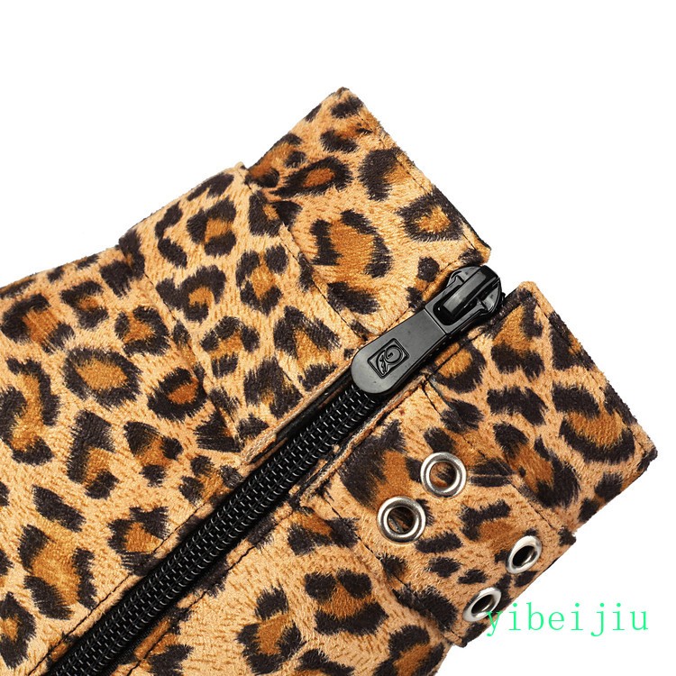 Retro Women’s Leopard Print Ankle Boots High Heel Platform Shoes Clubwear Pumps
