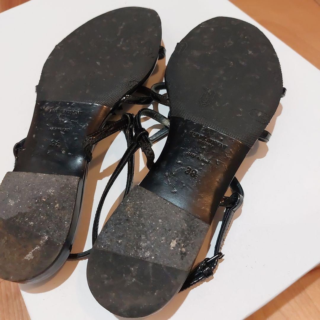 Saint Laurent Sandals Shoes YSL Cassandra EU 38 US 8 Black Authentic