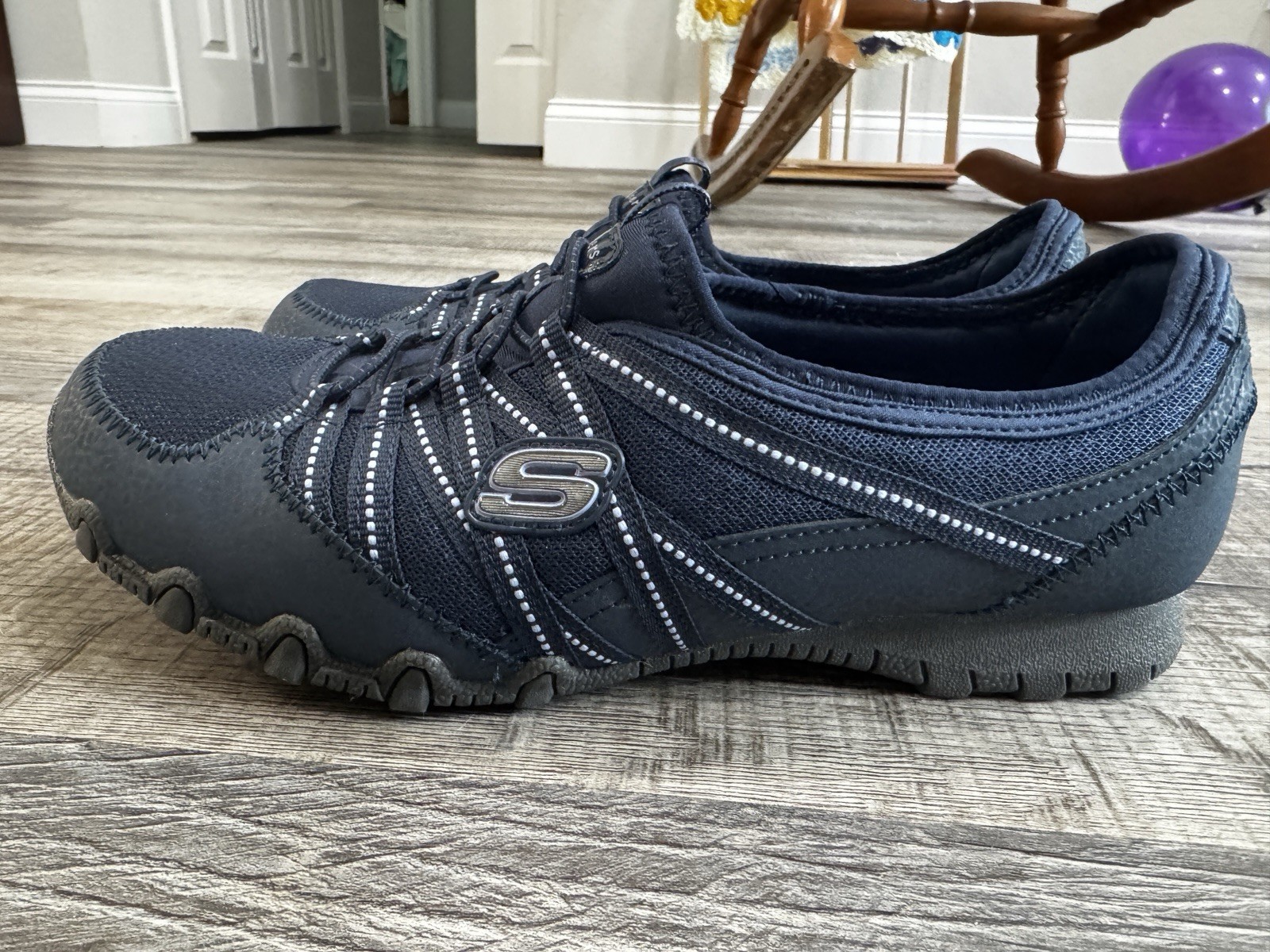 Skechers Bikers Lite Sneakers Women US 7.5W Blue Bungee Laces Excellent EUC