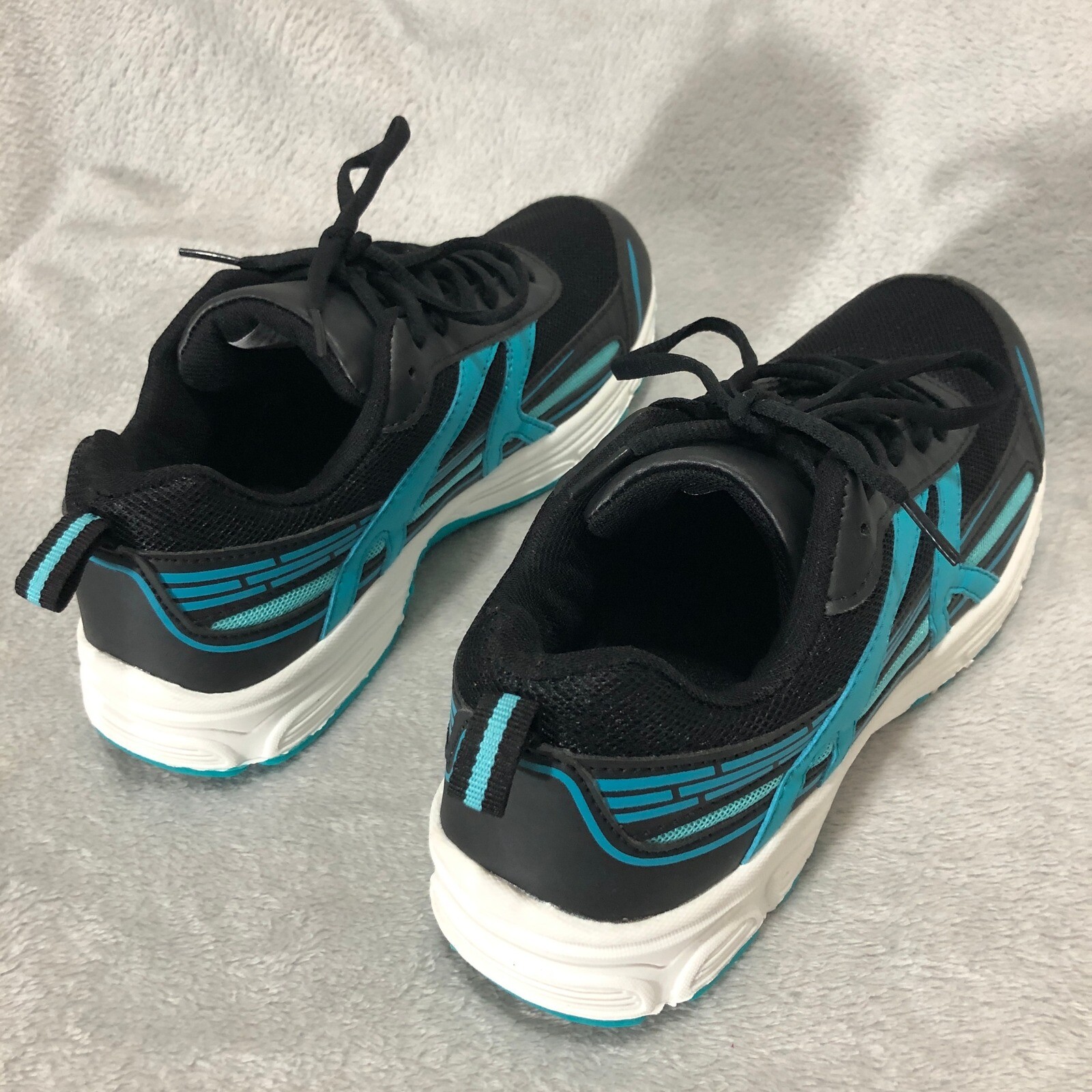 Athletic Running Shoes Black Turquoise Lightweight Sneakers Size 8M