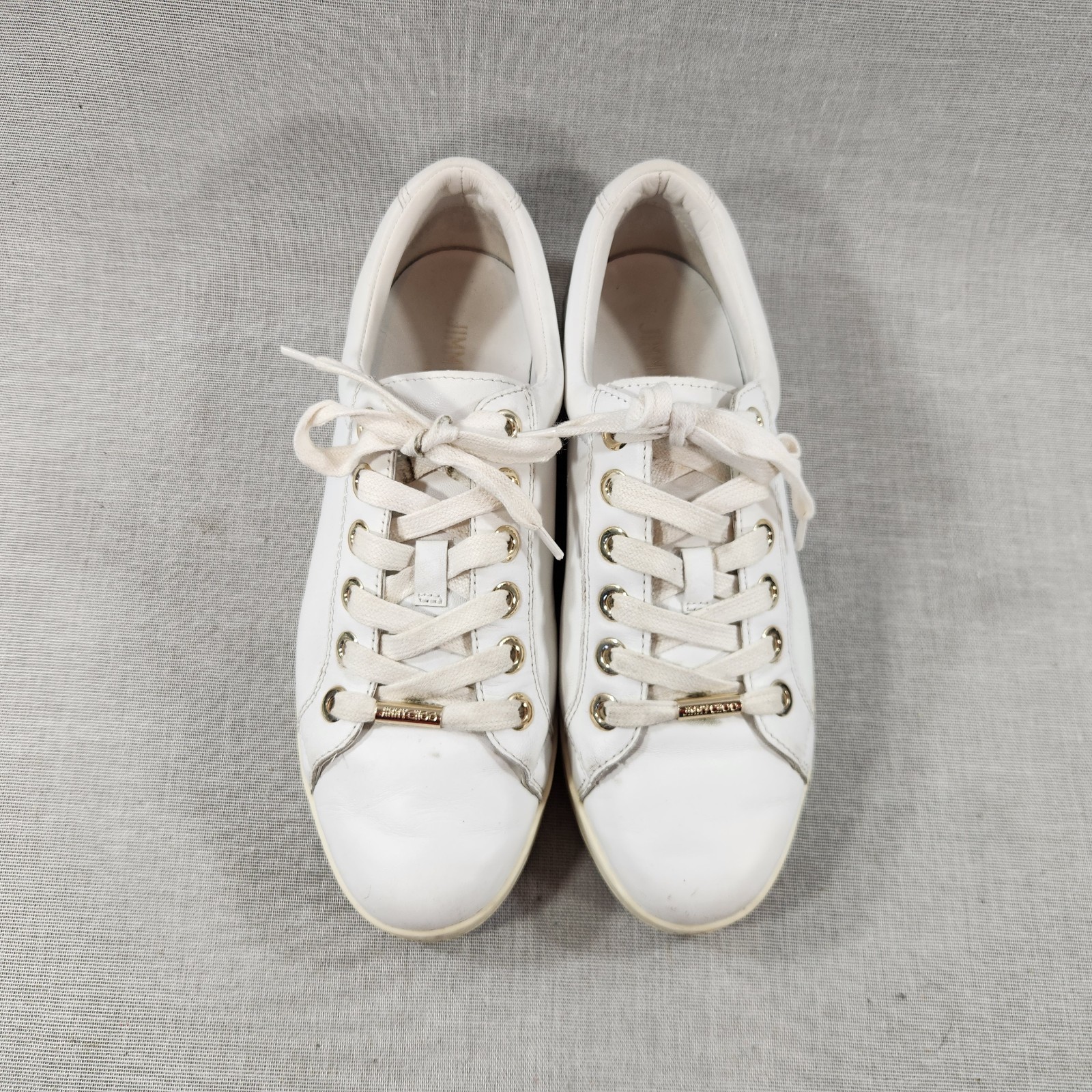 Jimmy Choo Womens Size 8 Rhinestone White Leather Lace Sneakers SEE DESCRIPTION