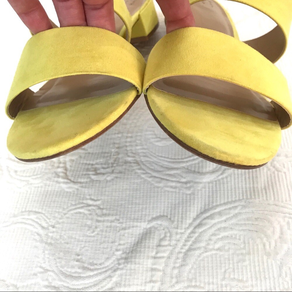 A NEW DAY Yellow Faux Suede Textile Fabric Slip On Slide Sandals 10