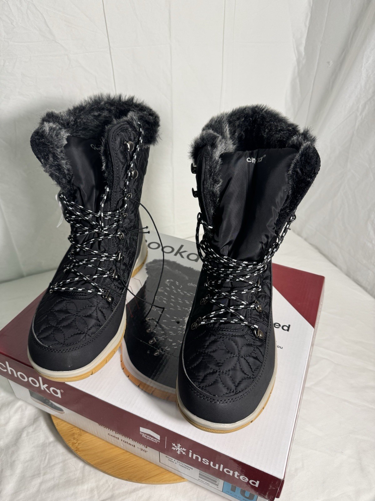 Chooka Belltown Mid Faux Fur Insulated Winter Boots Women’s Size 10 Black New