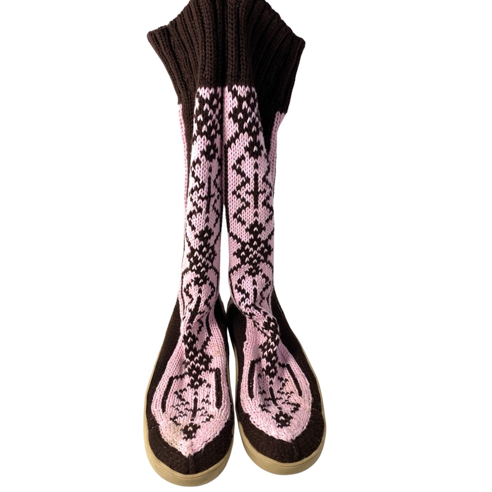 Gypsyz Knit Sock Boots Size 9 Crochet Knee High Sweater Boho Hippie Shoes