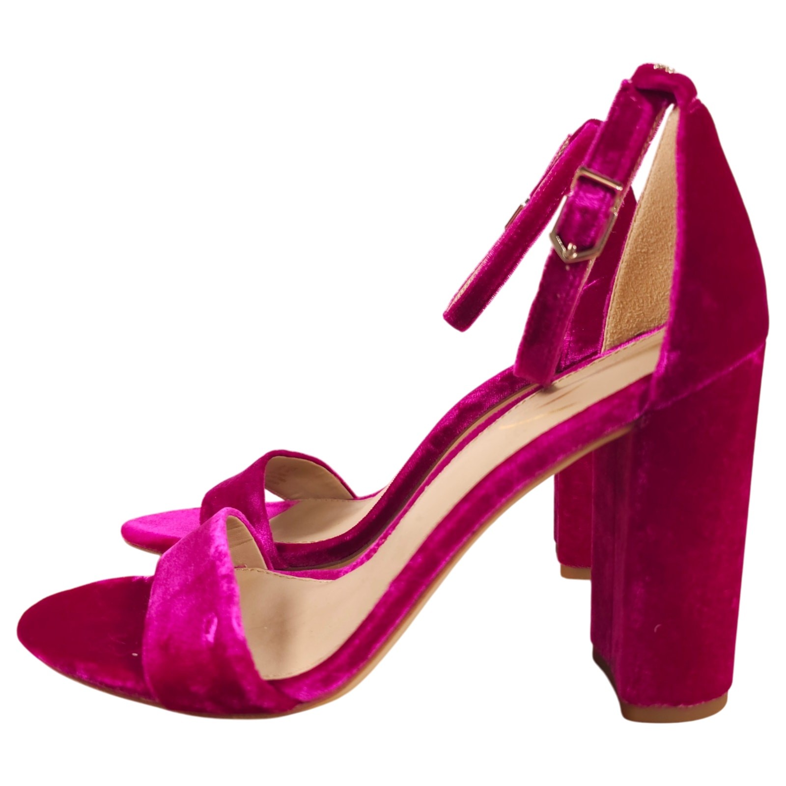 Sam Edelman Yaro Velvet Block Heel Sandals Raspberry Pink 7.5