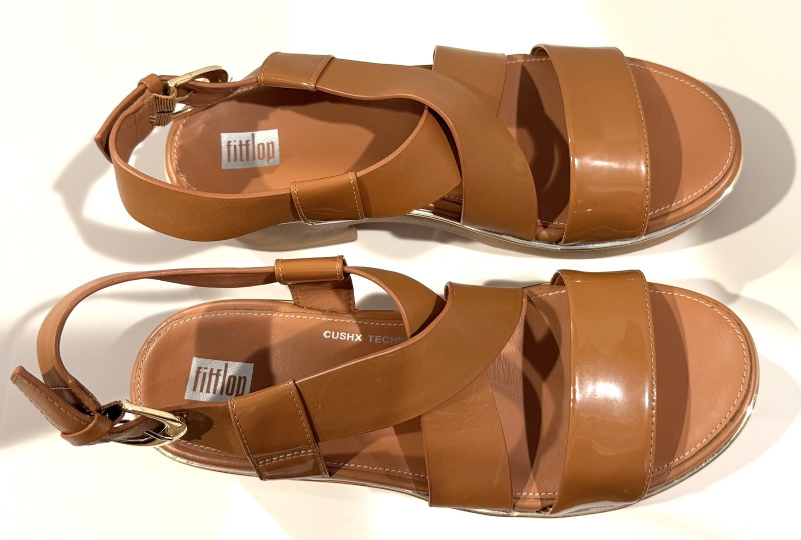 FitFlop Platform Sandals Brown Leather Clog Heels Slingback Women’s Size 8 US