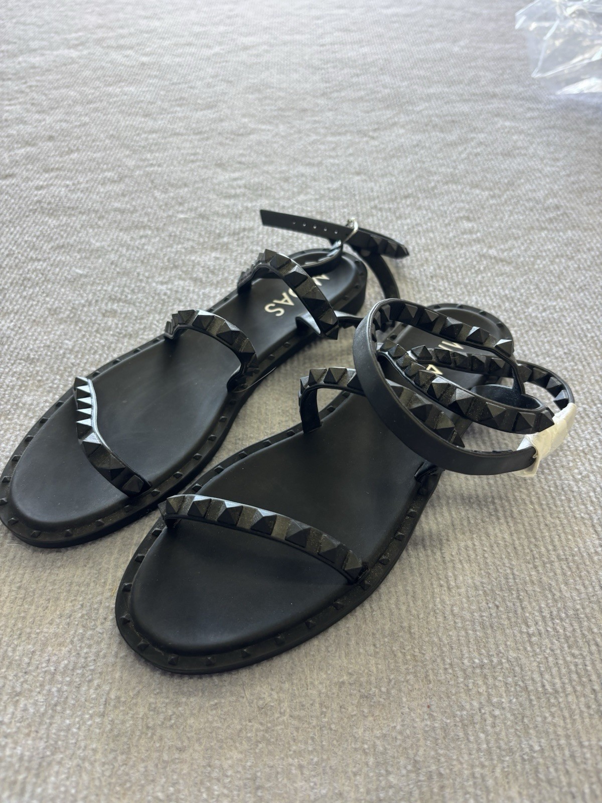 MIDAS Black Women’s Above Ankle Buckle Jelly Sandal Sz 8 Boho Gothic Beach Moto