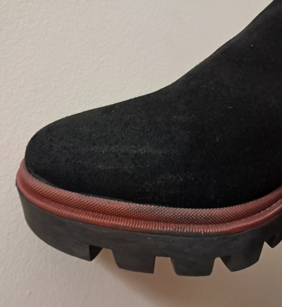 Antonio de Faria Black Suede Chelsea Ankle Boots Lug Sole US 8 EU 39