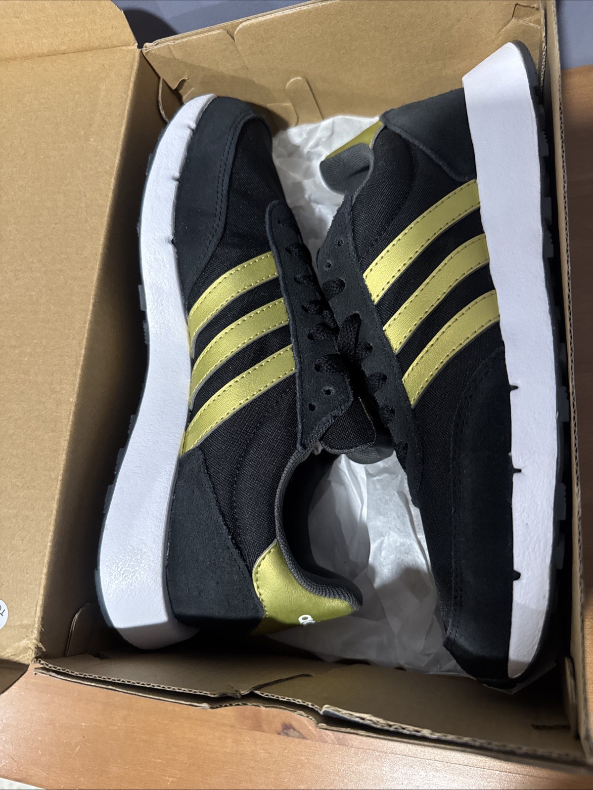 Adidas Run 60s 2.0 Black With Gold GX1714- Women’s US 7 – New In Box