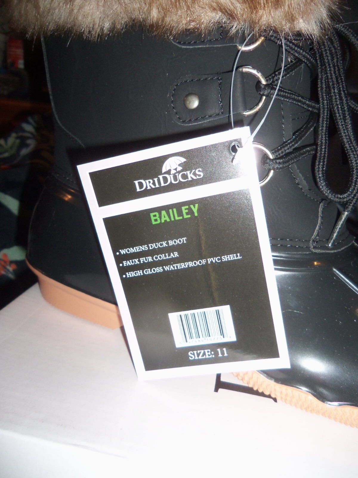 DriDucks Dri Ducks Frogg Toggs Bailey Fur Rain Snow Boots Shoes Black Sz 11 New