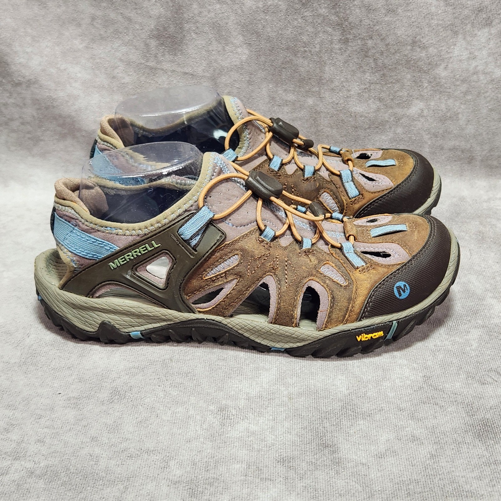 Merrell All Out Blaze Sieve Womens 10 Brown Blue Hiking Water Sandals J65248