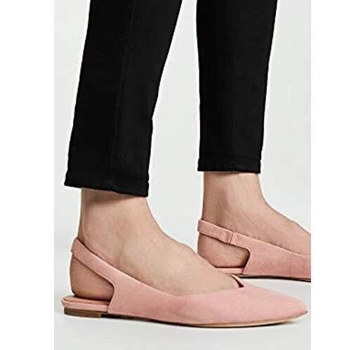 Sigerson Morrison Sunshine Slingback Flat Sandals Pointed toe, Pale Melon, 10