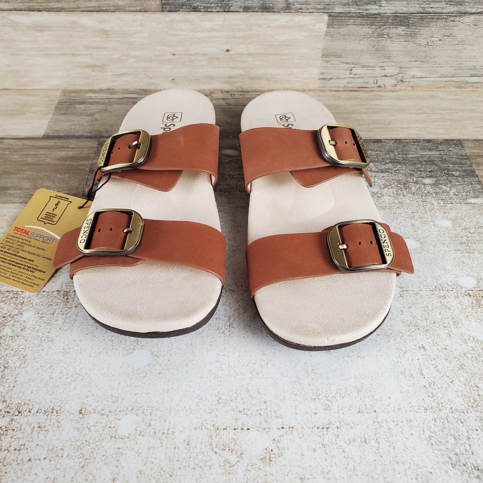 Spenco Vista Womens Slide Sandals Sz 9 D Saddle Leather Slip On Adjustable Strap