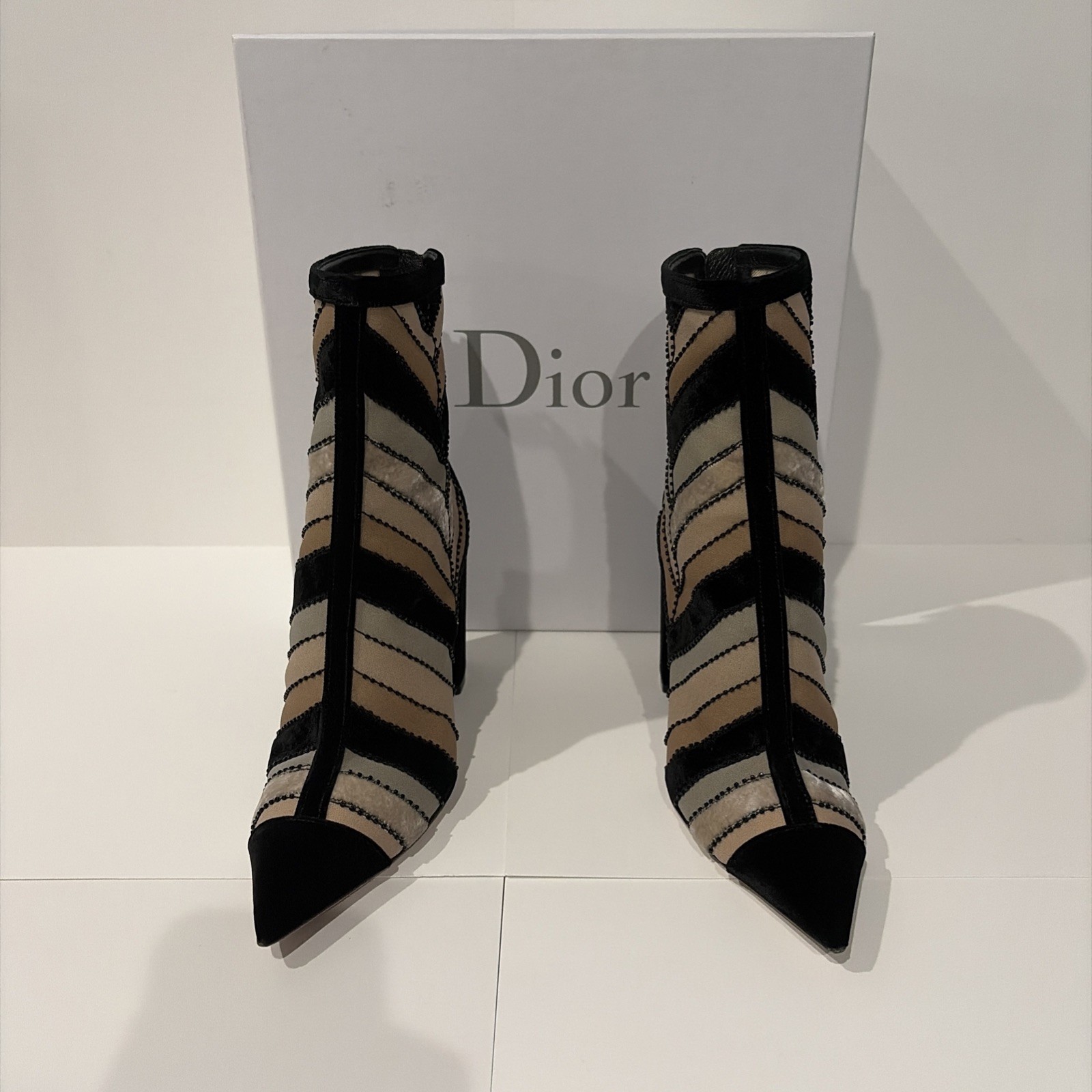 Dior Velvet D Cage Low Boot Pink/ Grey US Size 8 EU Size 38