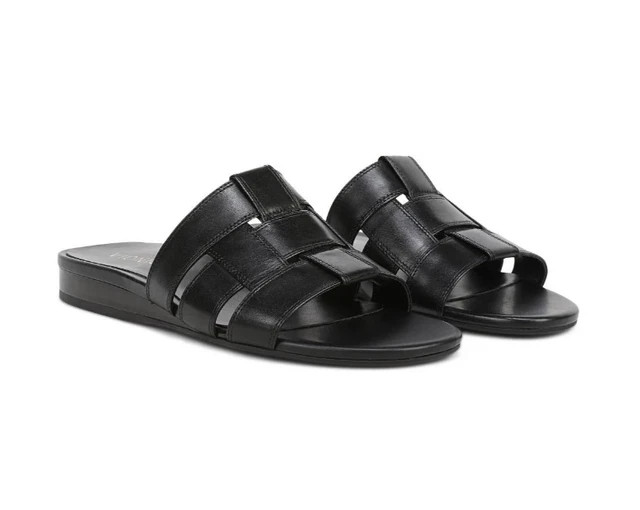 VIONIC Glendora Slide Sandal Black Leather Color, New, All Size