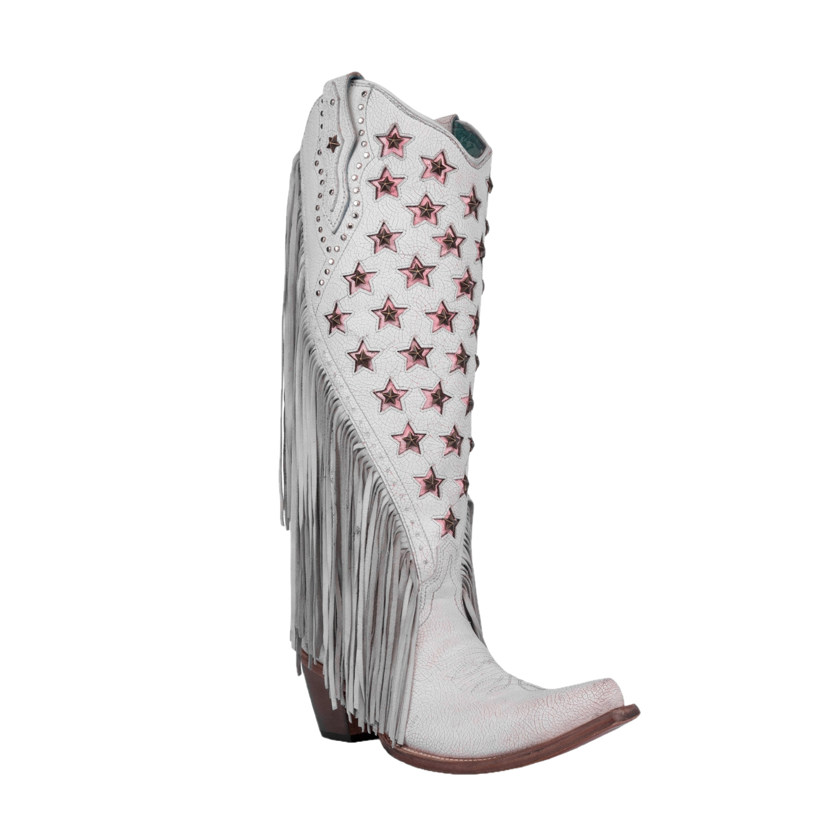 Corral Ladies Stars & Studs Pink & White Tall Western Boots C4084