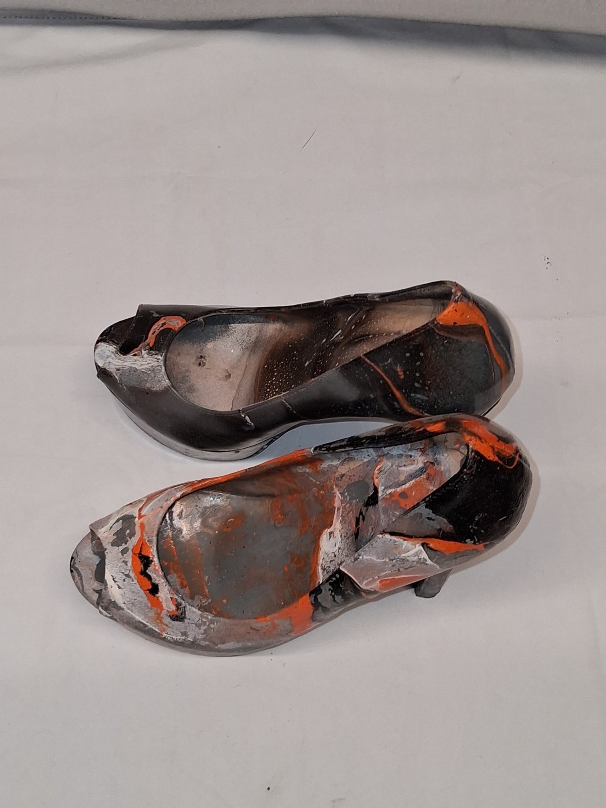 custom hydrodip Abstract Marbled Peep Toe Stiletto Slip-On Heels Black/Gray