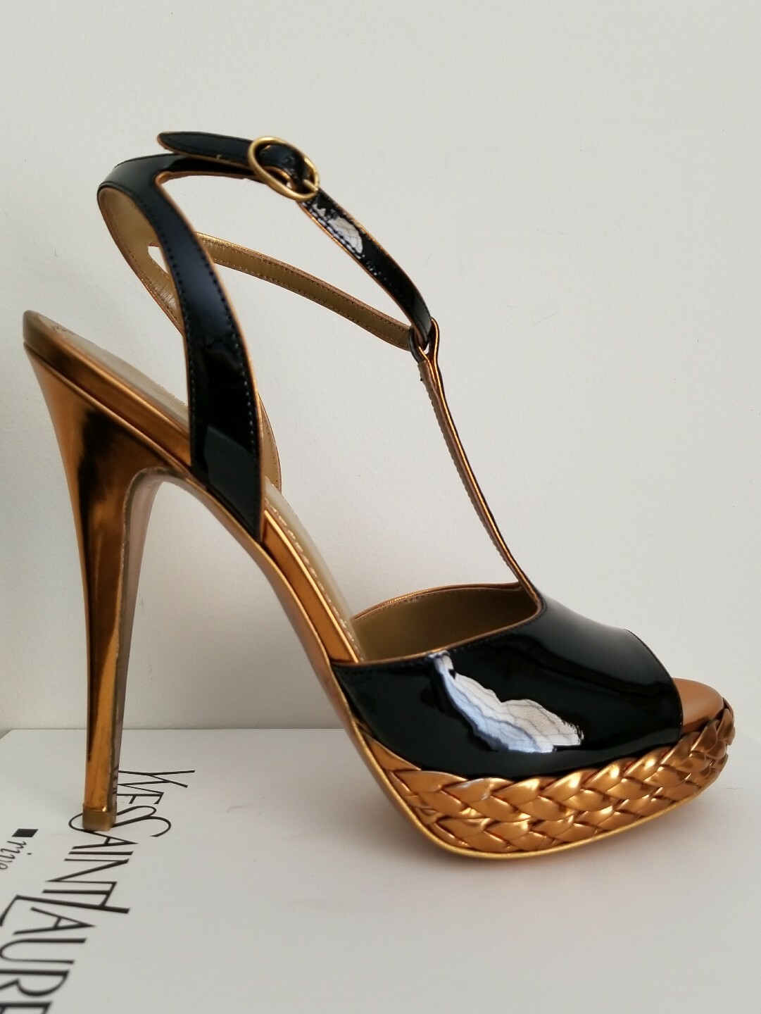 TOM FORD YSL Yves Saint Laurent TRIBUTE Black Patent Bronze EU 39.5 I LOVE SHOES