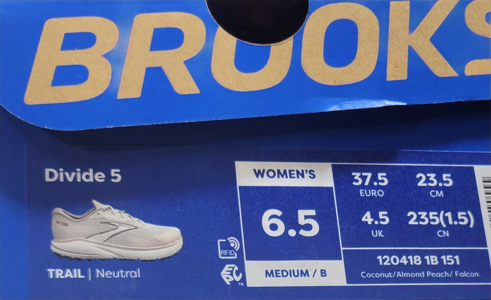 Brooks Divide 5 Womens Size US 6.5B Coconut Beige Air Mesh Trail Running Shoes