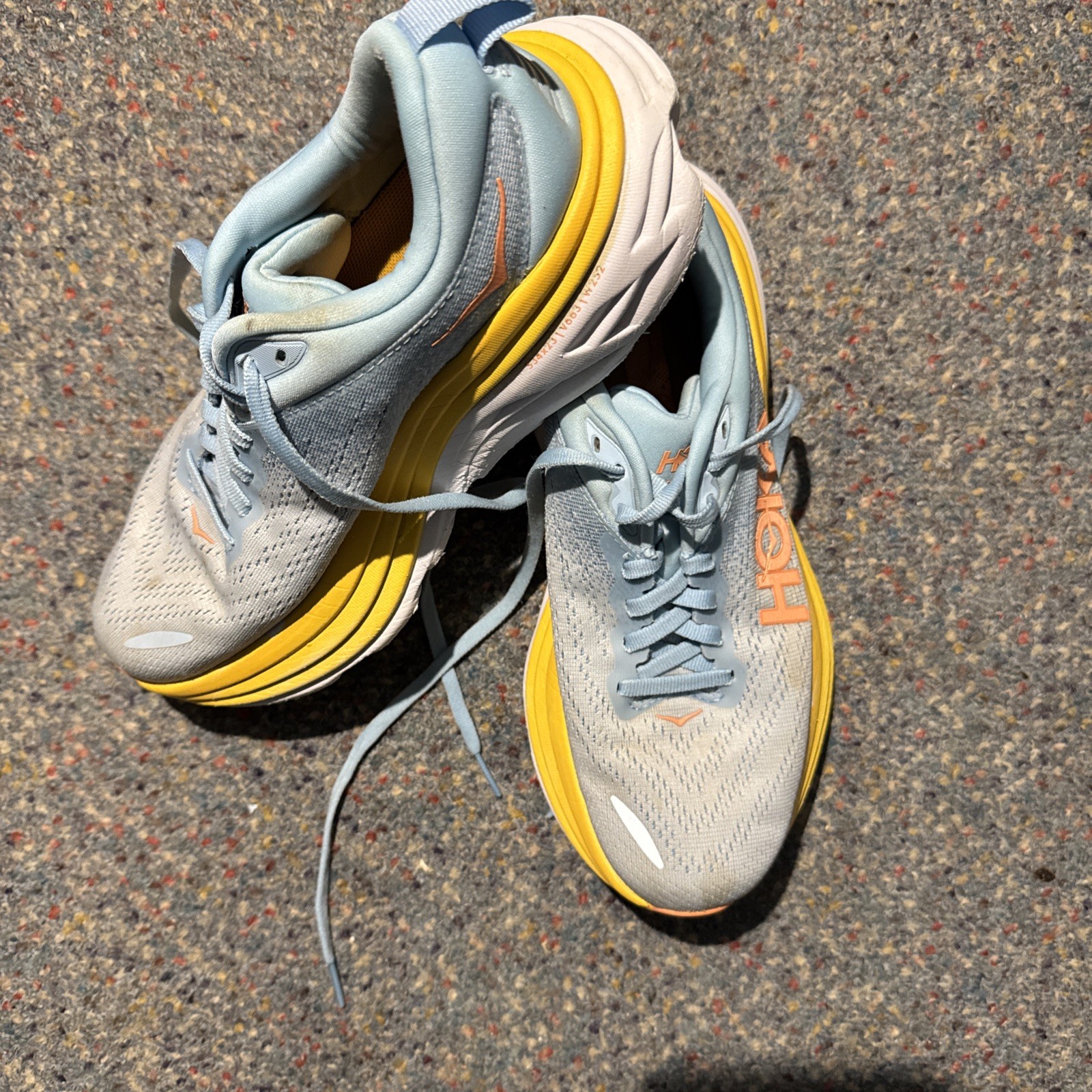 Hoka Bondi 8 Womens 6.5B Running Shoe Blue Cushion Comfort Sneaker Summer Song