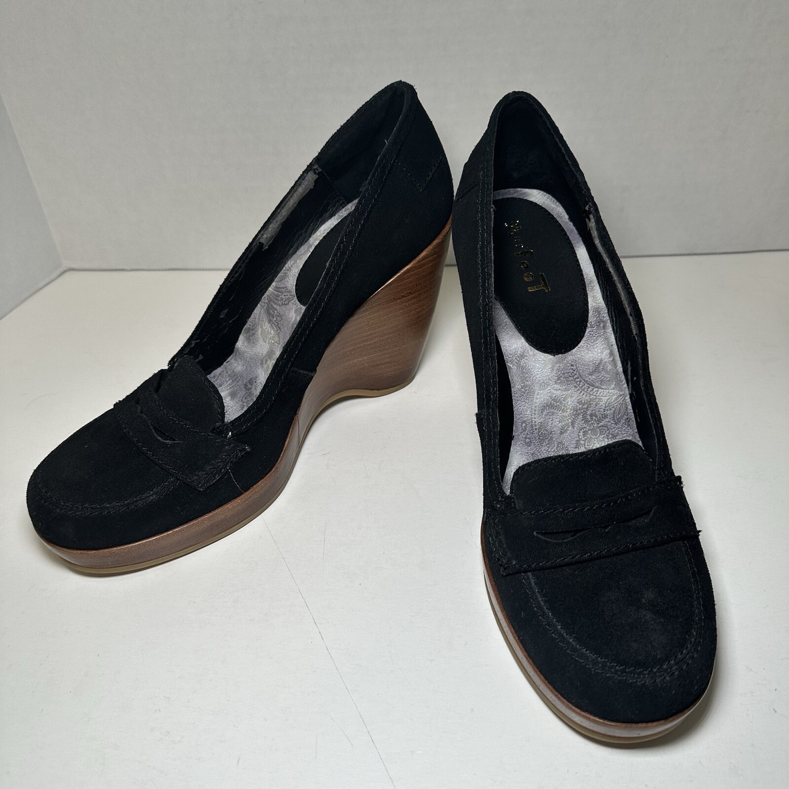 On Your Feet Shoes Cline Womens Sz 10 Black Suede Slip On Comfort Platform
