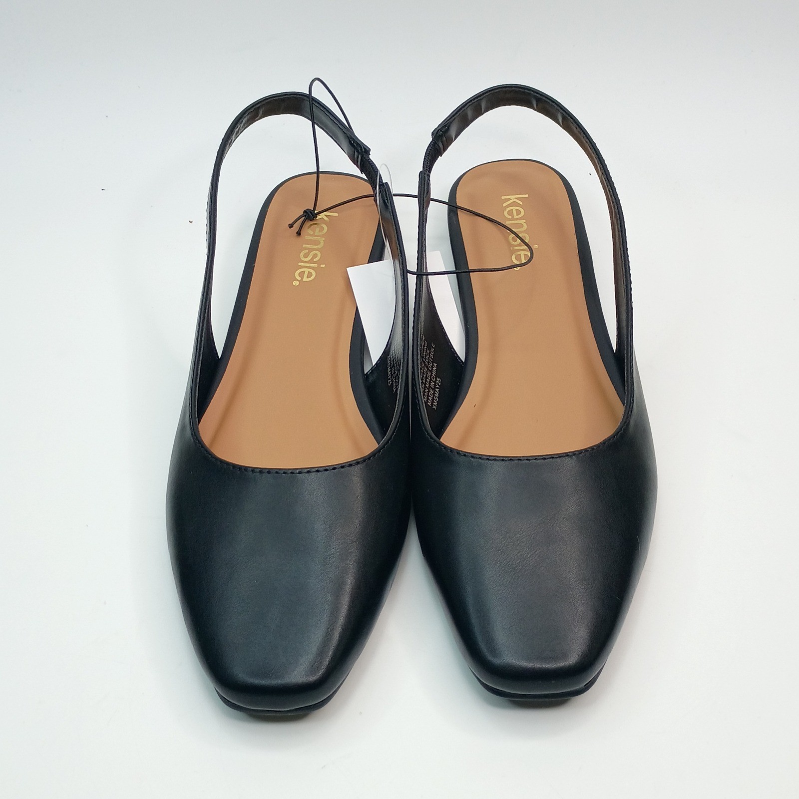 Kensie Felice Flats Slingback Square Toe Women Size 9 Black Block Heel Slingback