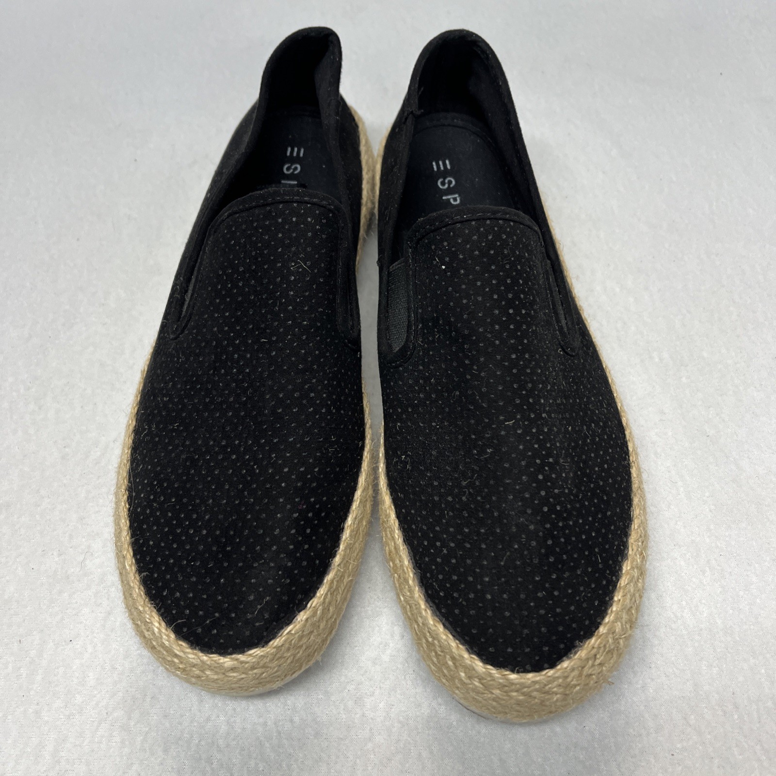 Esprit Nadine Espadrille Flats US 9M Black Faux Suede Textile Uppers Casual Shoe