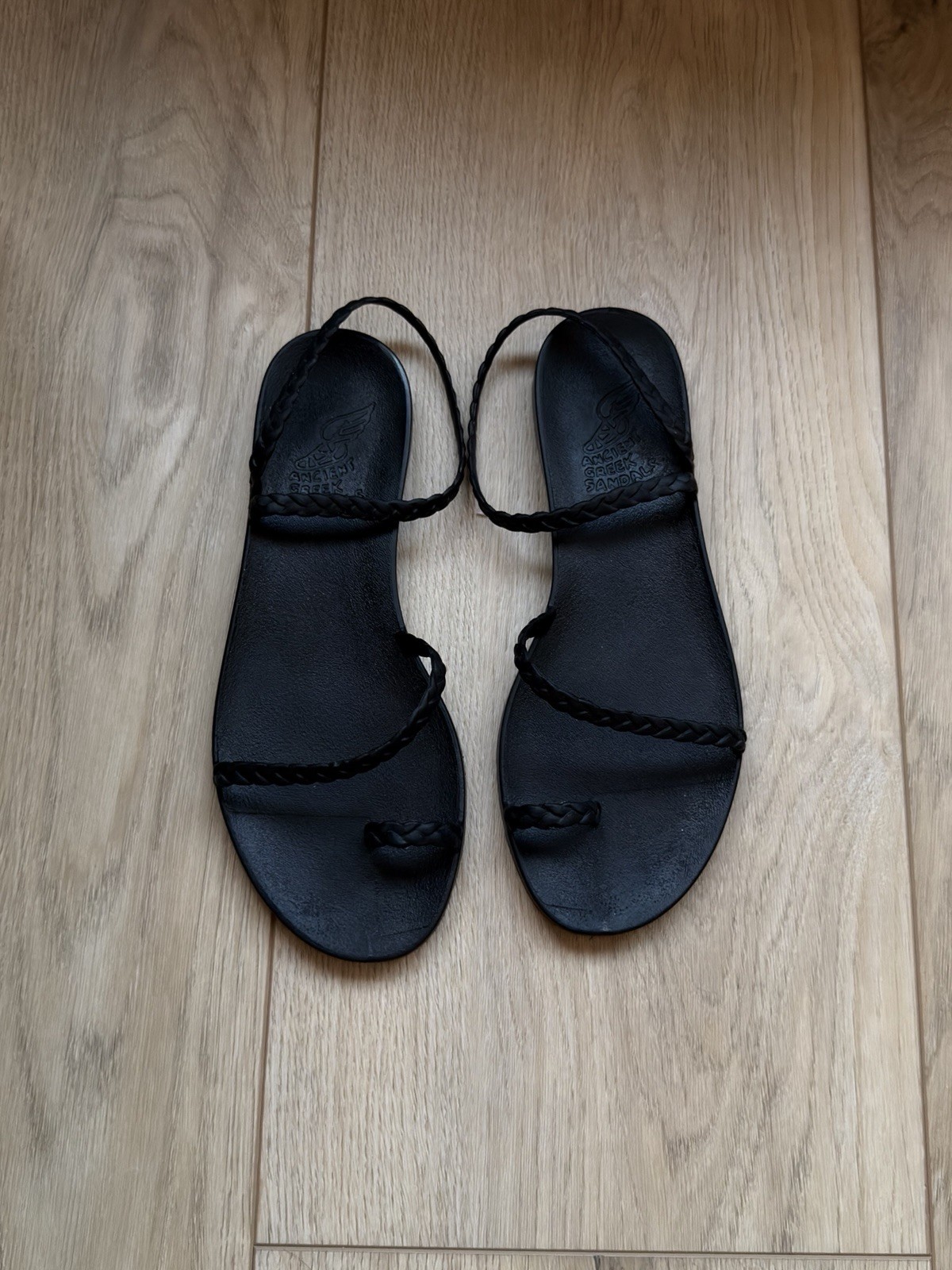 Ancient Greek Sandals Eleftheria Black Jelly [EUR 37, US 7]