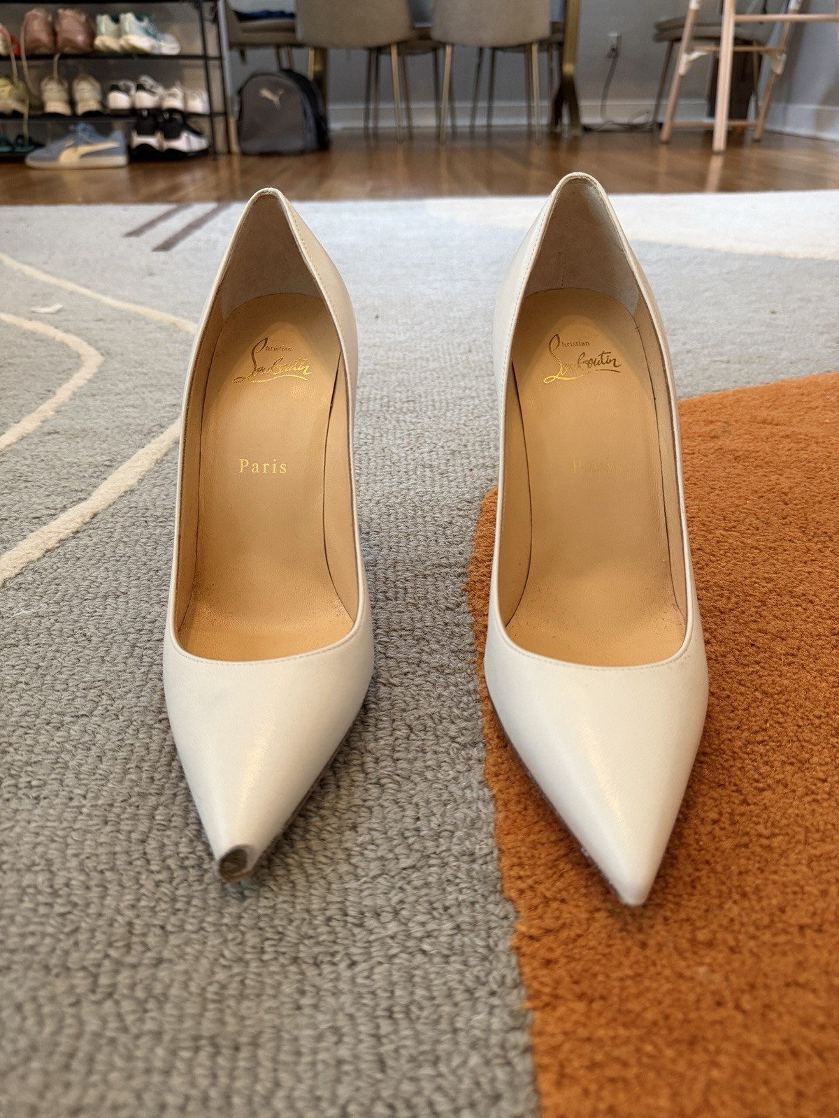 Christian Louboutin Kate 100 Women’s Leather Pump Blanco Sz 38.5