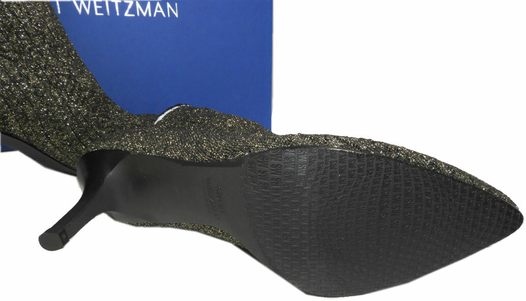 $575 Stuart Weitzman Waverly Boots Ankle Black Gold Stretch Sock Booties 10