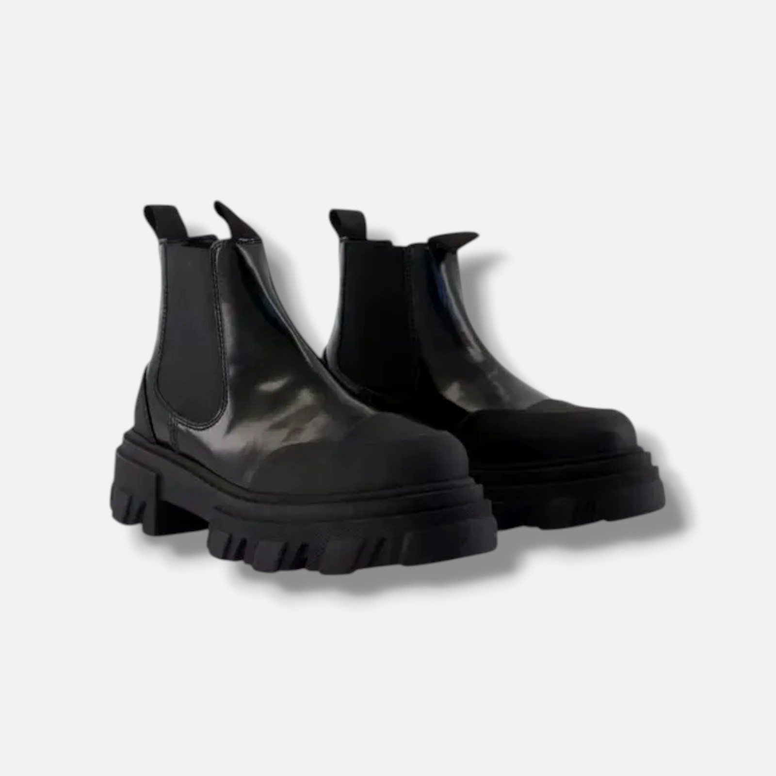 GANNI Women’s Black Leather Low Chelsea Boots Shoes Size EU:38 US:8