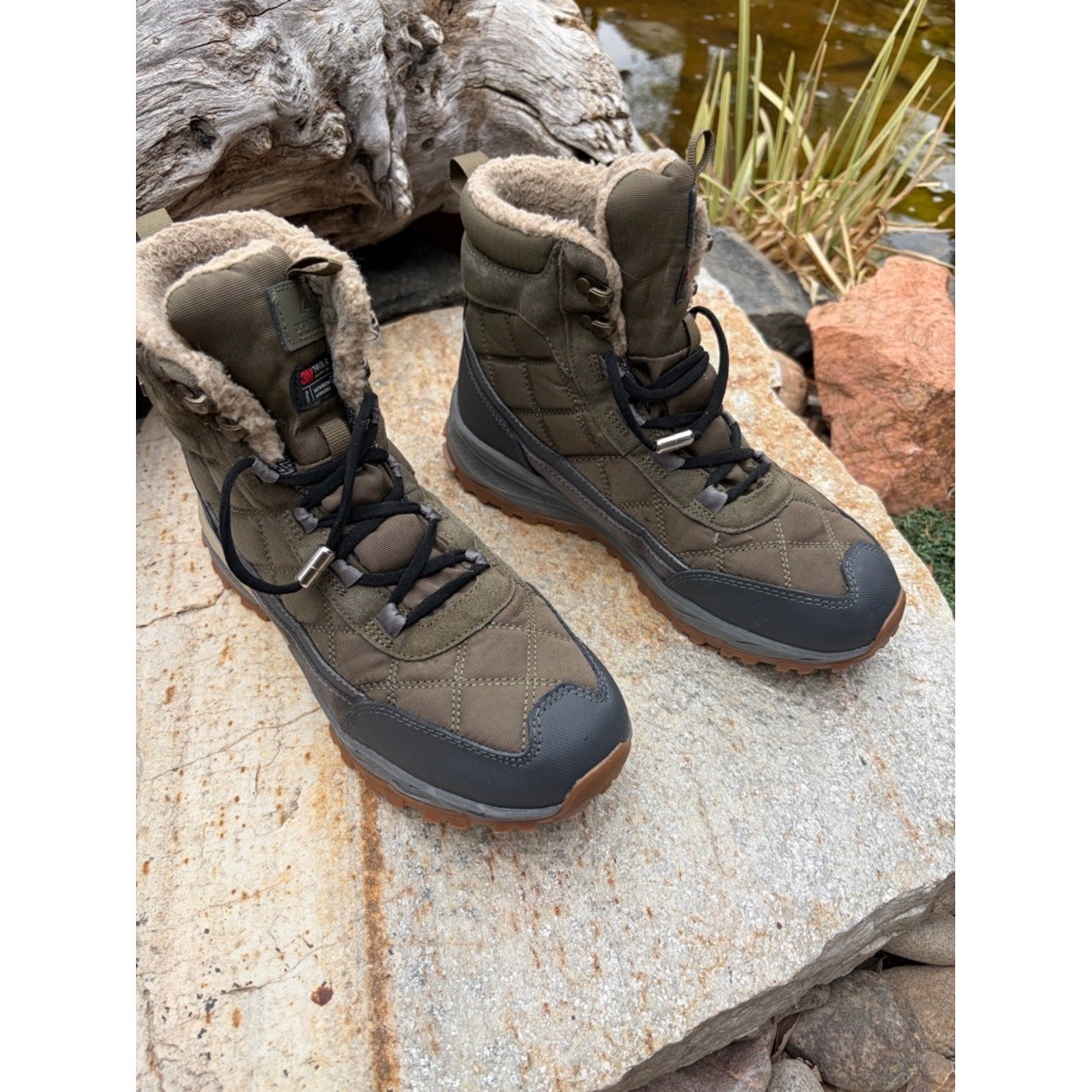 Ozark Trail Womens 8 Insulated Winter Snow Boots Brown Lace Up Hiking