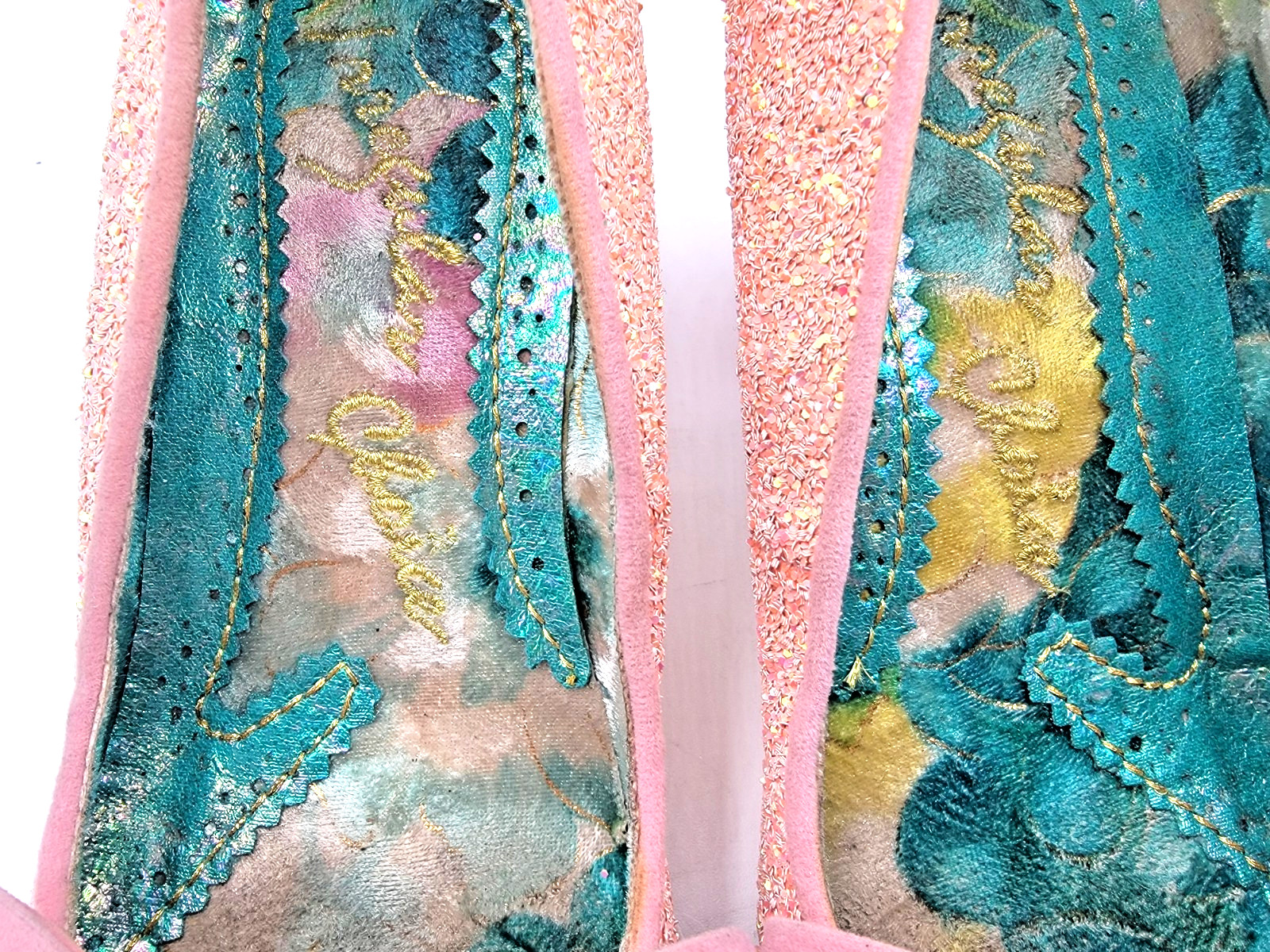 IRREGULAR CHOICE Ban Joe Women’s 39 Pink Bow Giltter Mid Heel Prom Formal Shoes