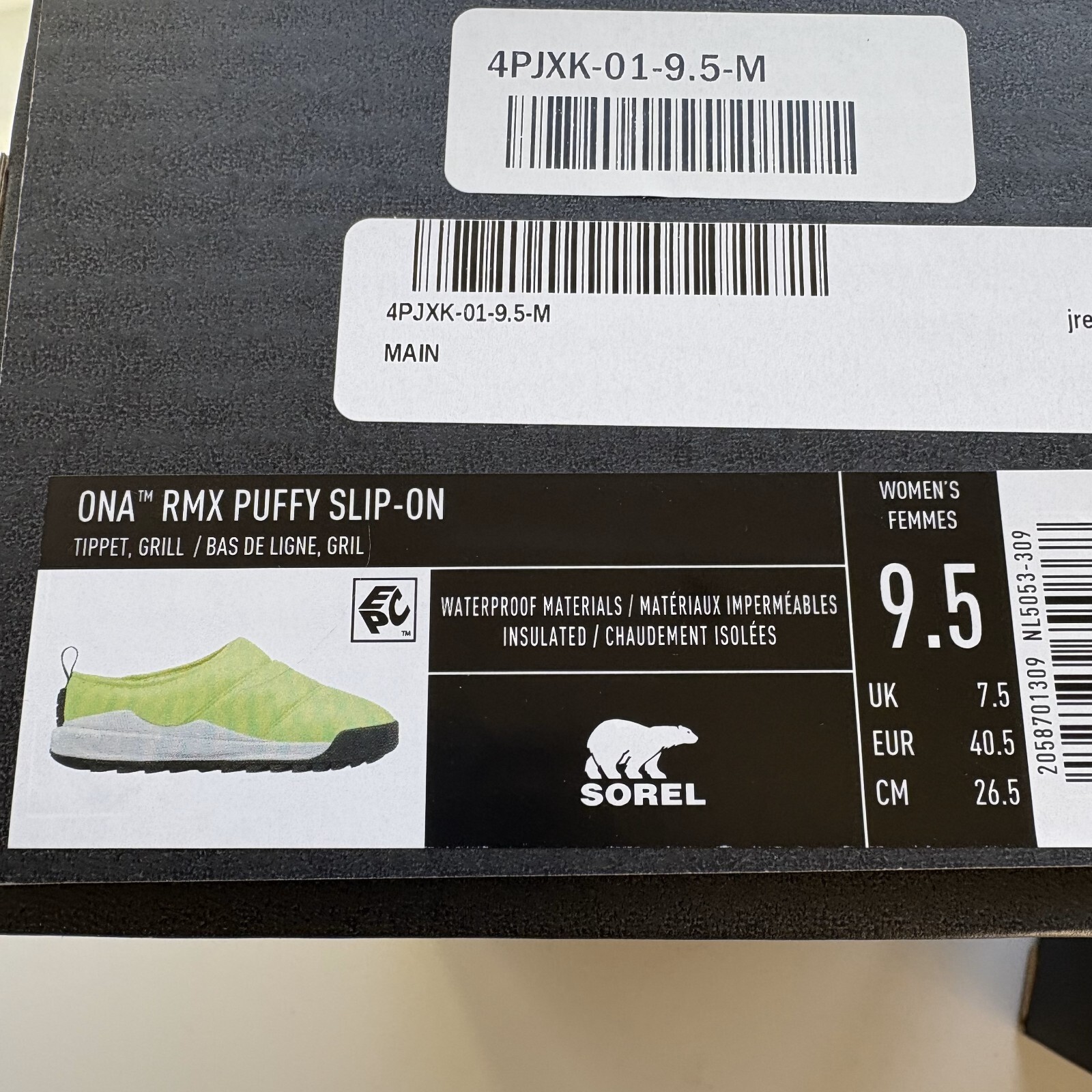 Sorel ONA RMX Puffy Slip-On Quilted Shoes Tippet Green Size 7.5 8 9.5 or 10