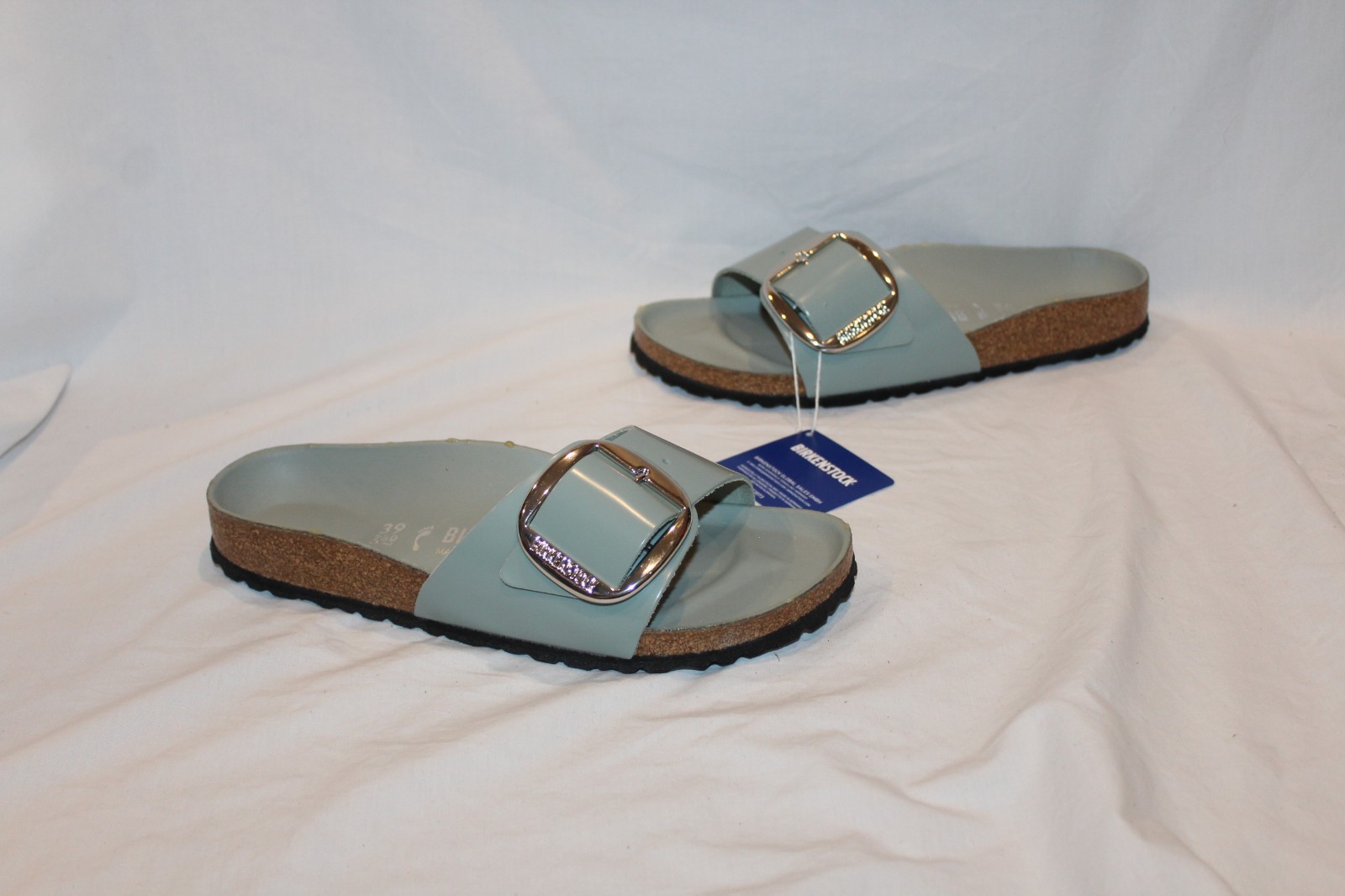 Birkenstock Women Madrid Big Buckle Leather High Shine Sandals Sage EU 39 NAR