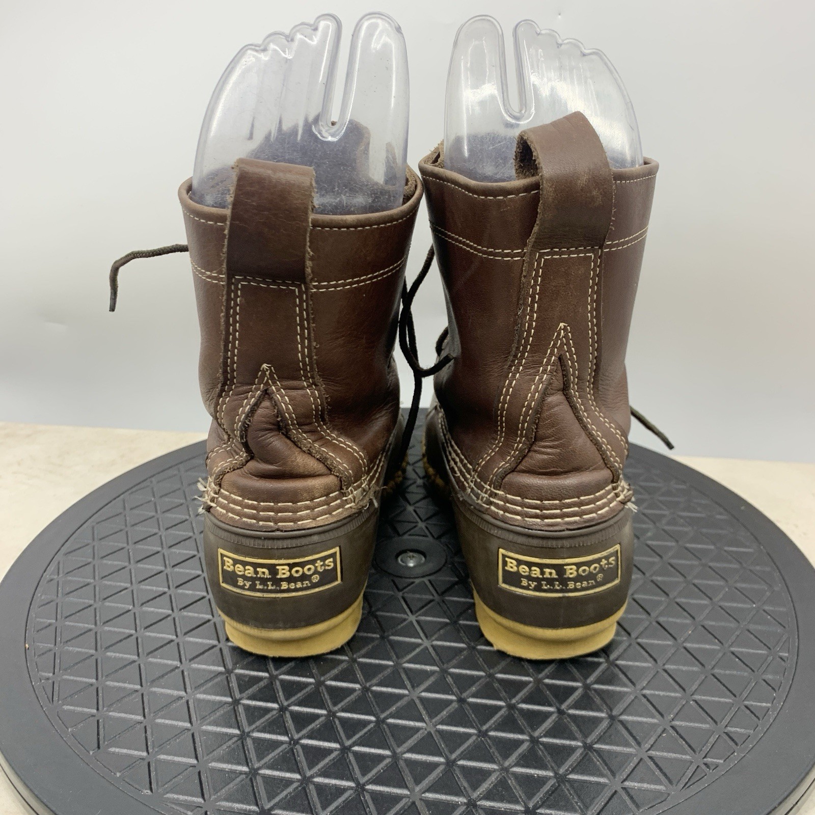 LL Bean Duck Boots Women Size 8 Shoes Dark Brown Leather Rubber Mid 8″ Tie