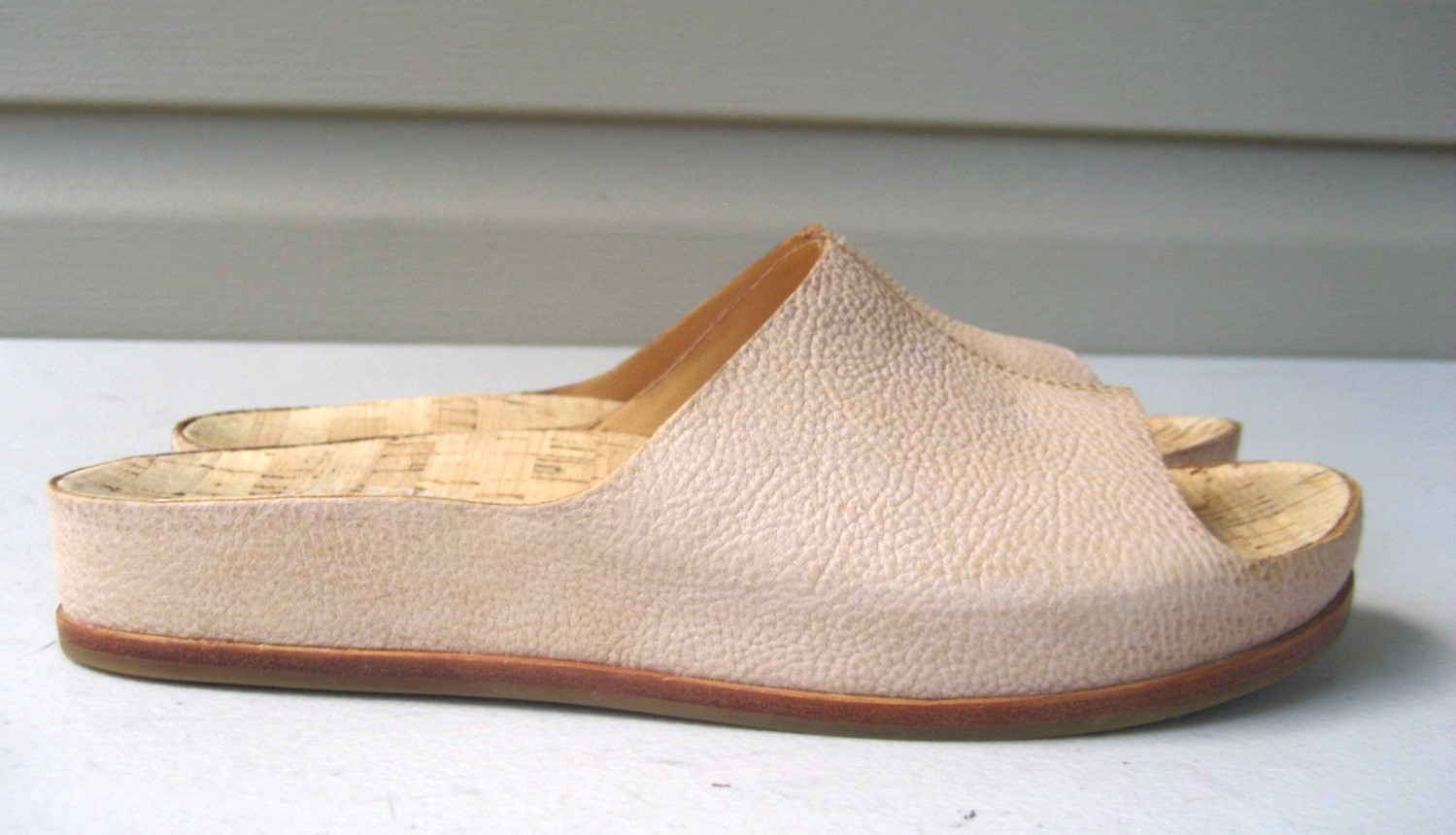 Kork Ease Tutsi Beige Leather Slip On Sandals Slides Women’s Size 7 M EXCELLENT