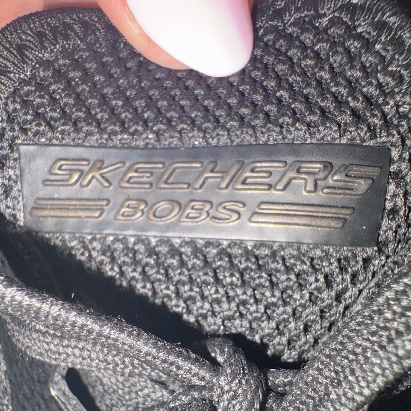 SKECHERS BOBS Women’s Black Knit Textile Lace-Up Low Top Sneakers 117417