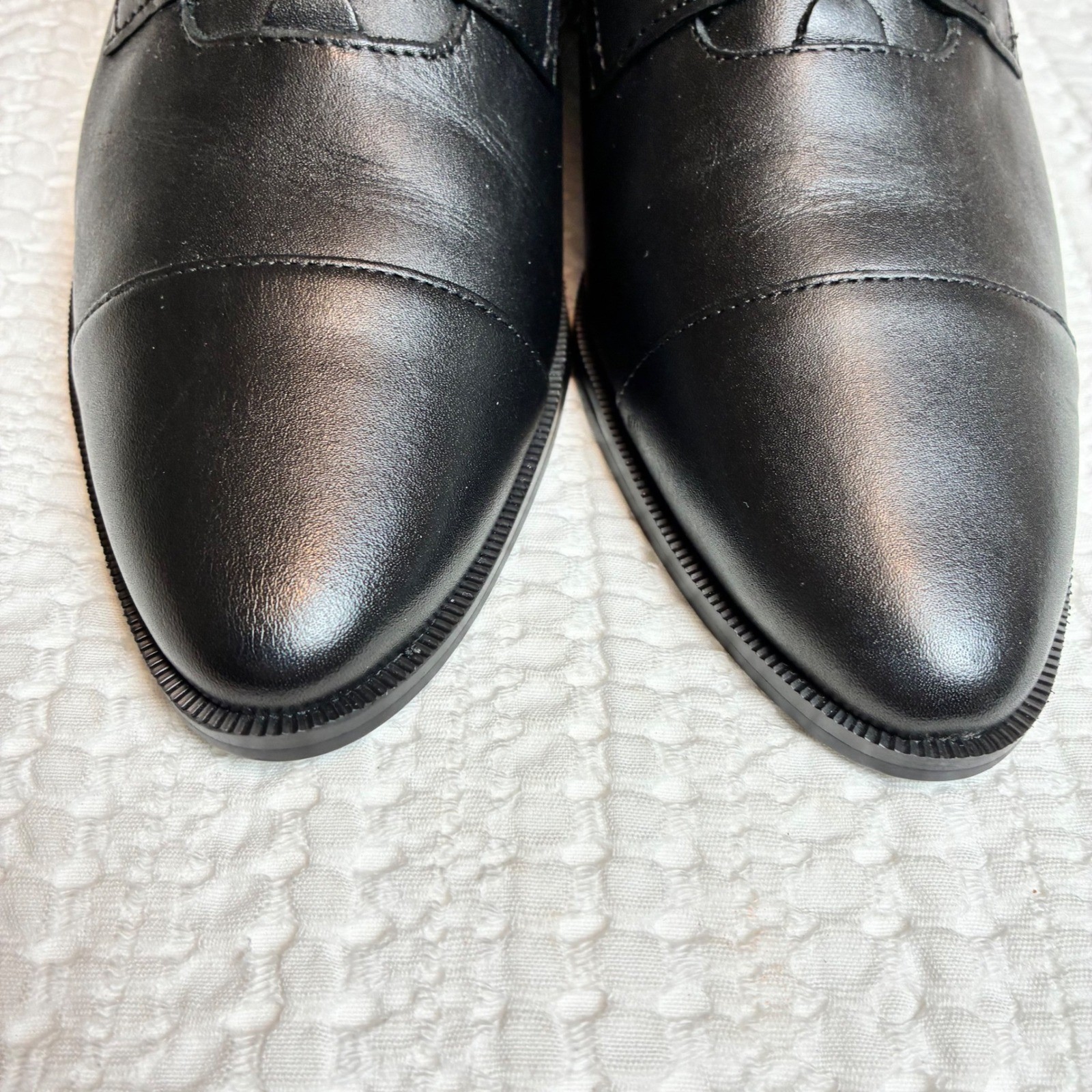 Nine West Wearable Oxfords 8.5 Black Leather Gold Stud Academia Edwardian Whimsi