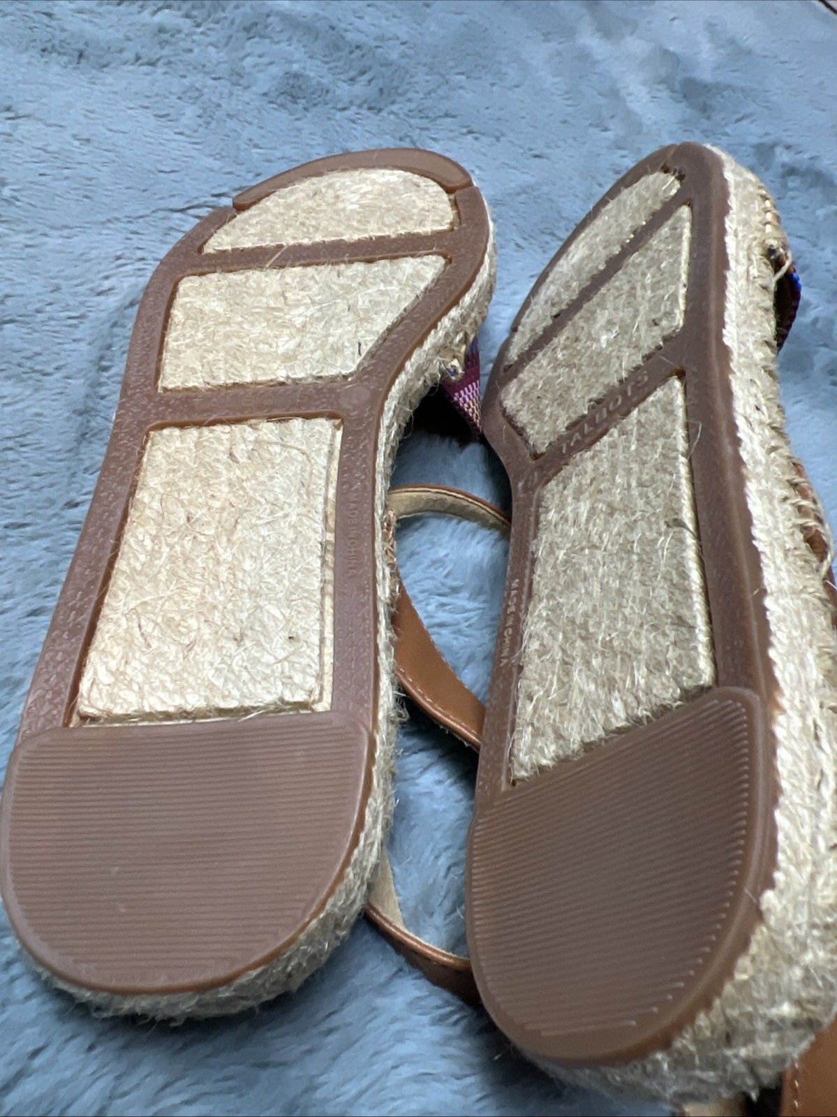 TALBOTS Espadrilles IZZY D’ORSAY Closed Toe Ankle Strap Woven Madras Flats S 8